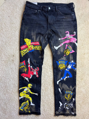 Custom vintage power ranger jeans (34x32