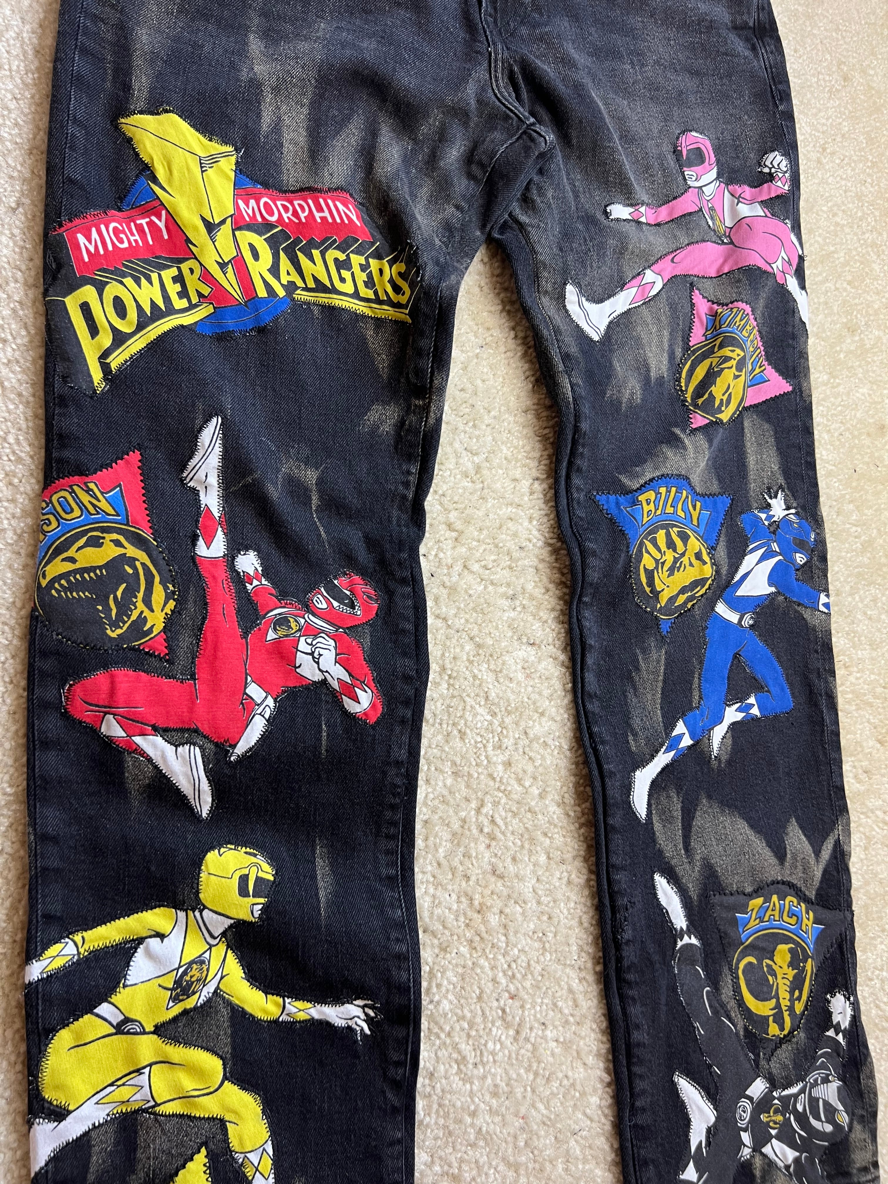 Custom vintage power ranger jeans (34x32