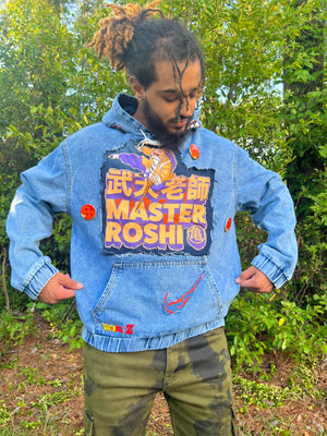 Master Roshi patchwork denim hoodie