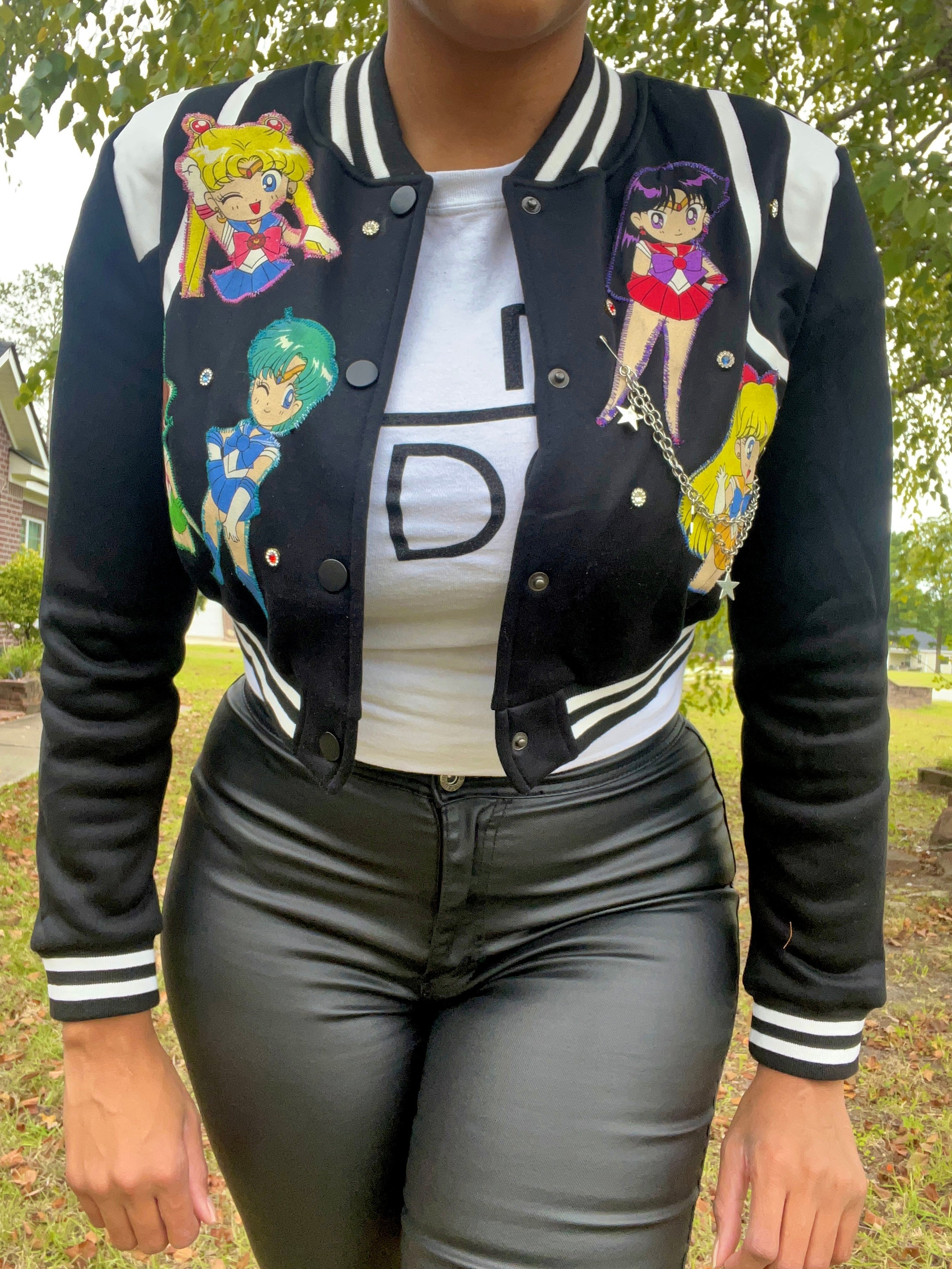 Sailor moon jewel crop bomber