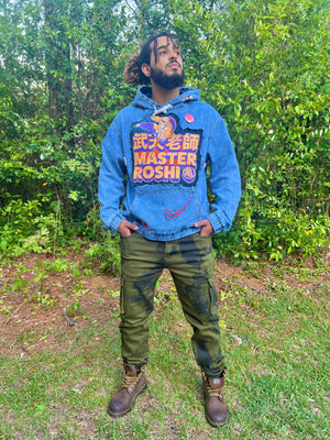 Master Roshi patchwork denim hoodie