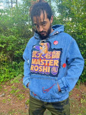 Master Roshi patchwork denim hoodie