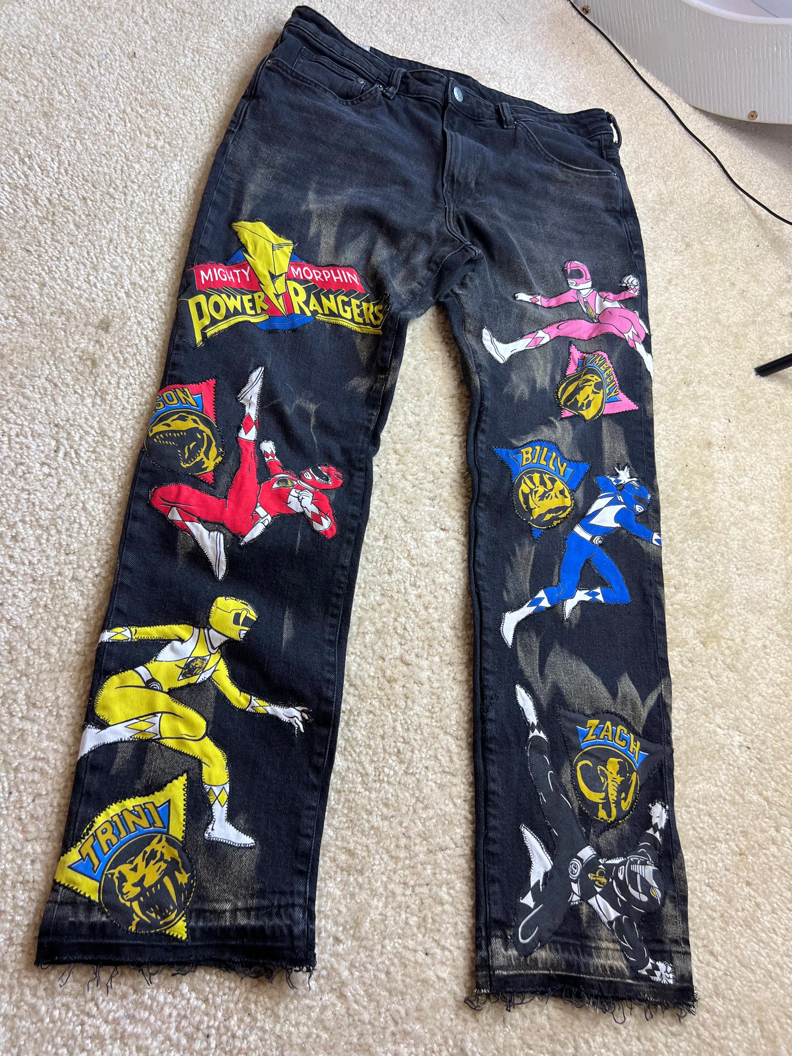 Custom vintage power ranger jeans (34x32