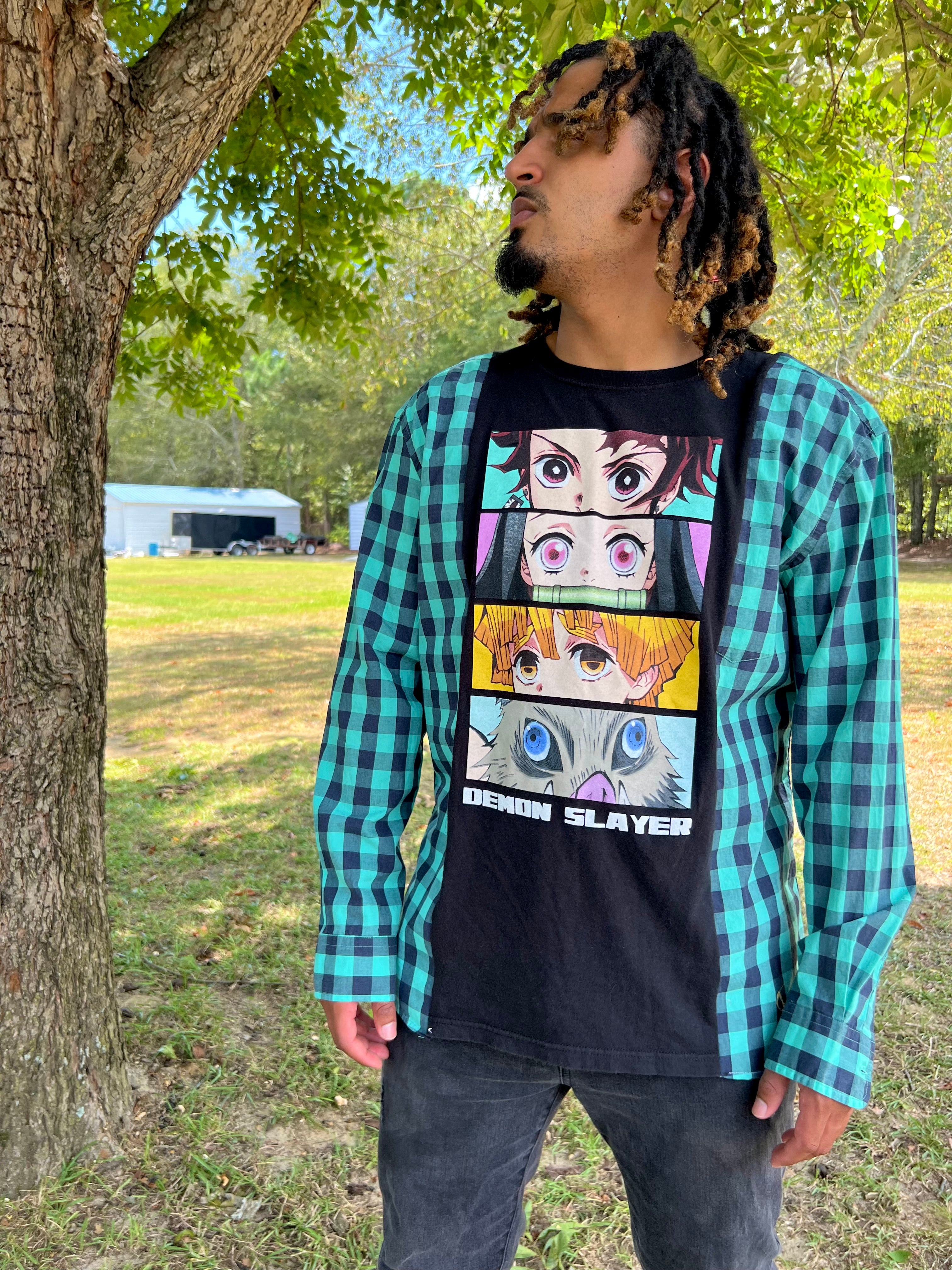 Custom demon slayer flannel shirt