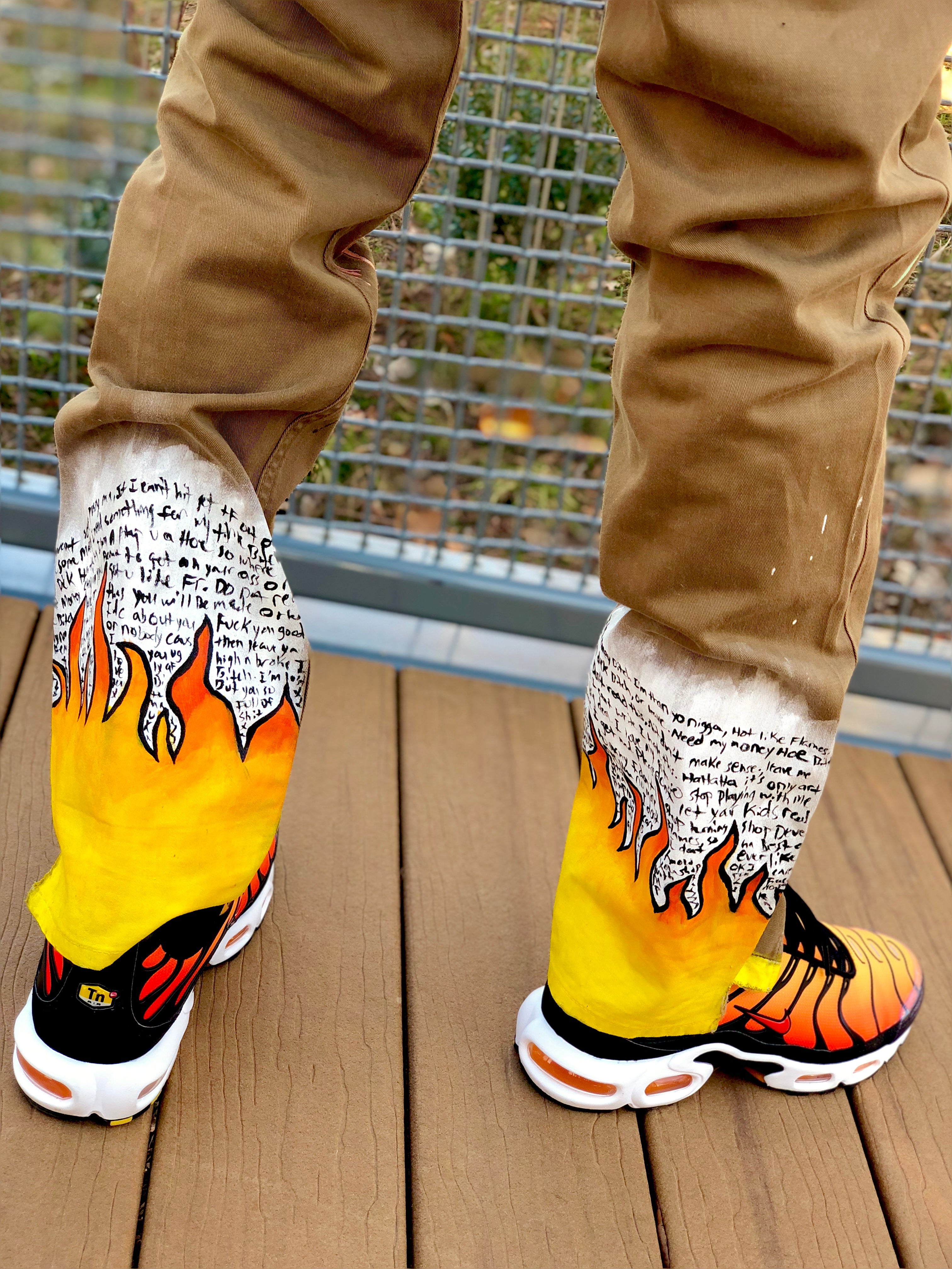 Slime” flames skinny jeans